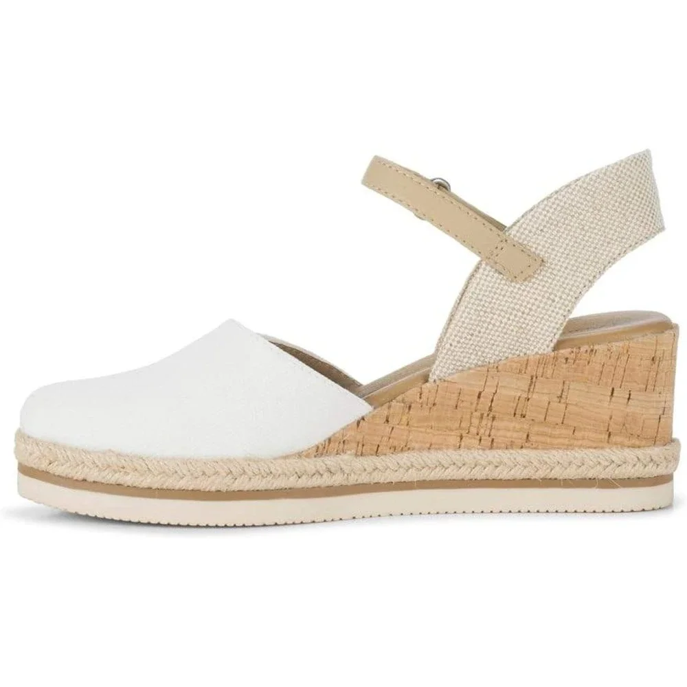 Baretraps Alycia Women White Wedge Sandals Espadrille Ankle Strap Size 7.5M